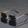 Rimless Square Frame Glasses Lightweight Unisex Fashion Eyewear