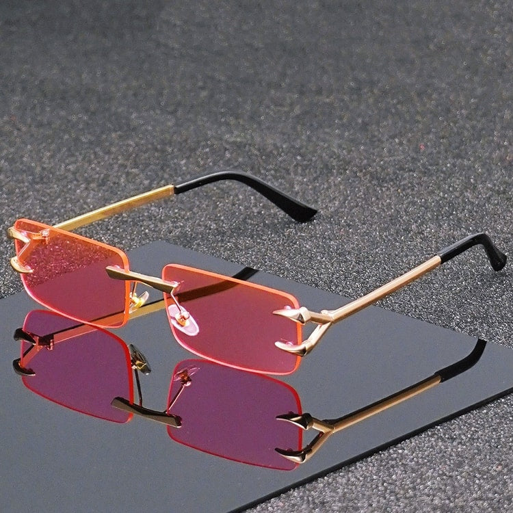 Rimless Square Frame Glasses Lightweight Unisex Fashion Eyewear
