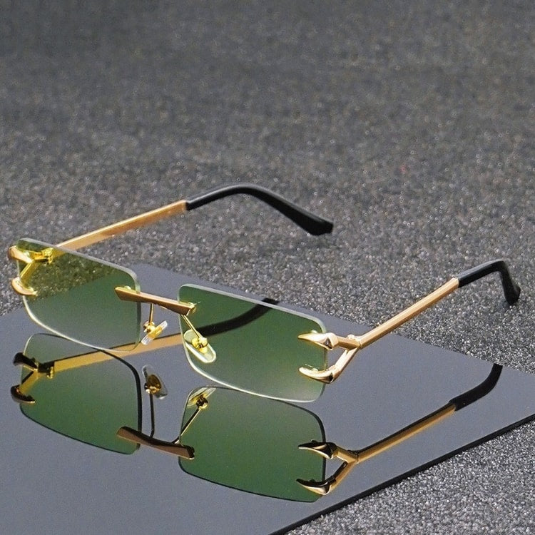 Rimless Square Frame Glasses Lightweight Unisex Fashion Eyewear