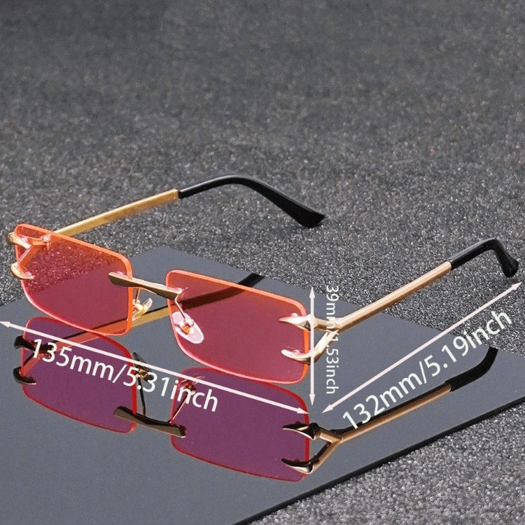 Rimless Square Frame Glasses Lightweight Unisex Fashion Eyewear