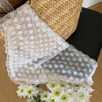 Elegant White Lace Triangle Scarf Floral Breathable Fashion Headscarf for Travel and Photography