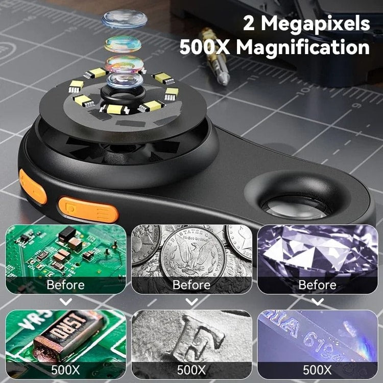 500X Digital Microscope with Light for Electronics, Coins, Jewelry, and Watch Repair