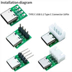 Most Reviewed USB Type C 16 Pin Female PCB Breakout Connector Board for DIY Cable Repair and Electronics Projects