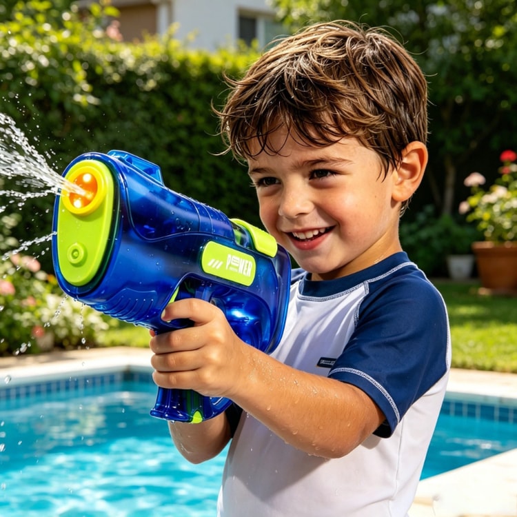 Electric Water Gun with LED Lights Rechargeable Automatic Water Blaster for Kids Summer Pool Toys