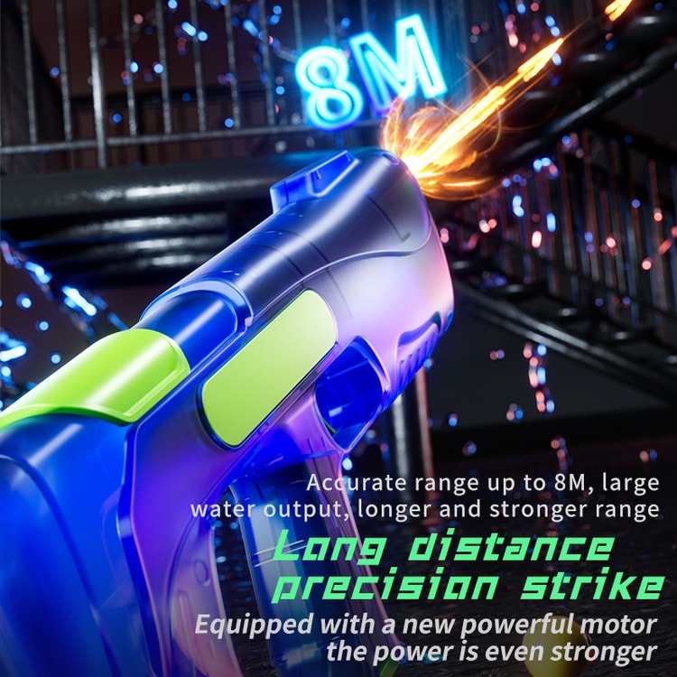 Electric Water Gun with LED Lights Rechargeable Automatic Water Blaster for Kids Summer Pool Toys
