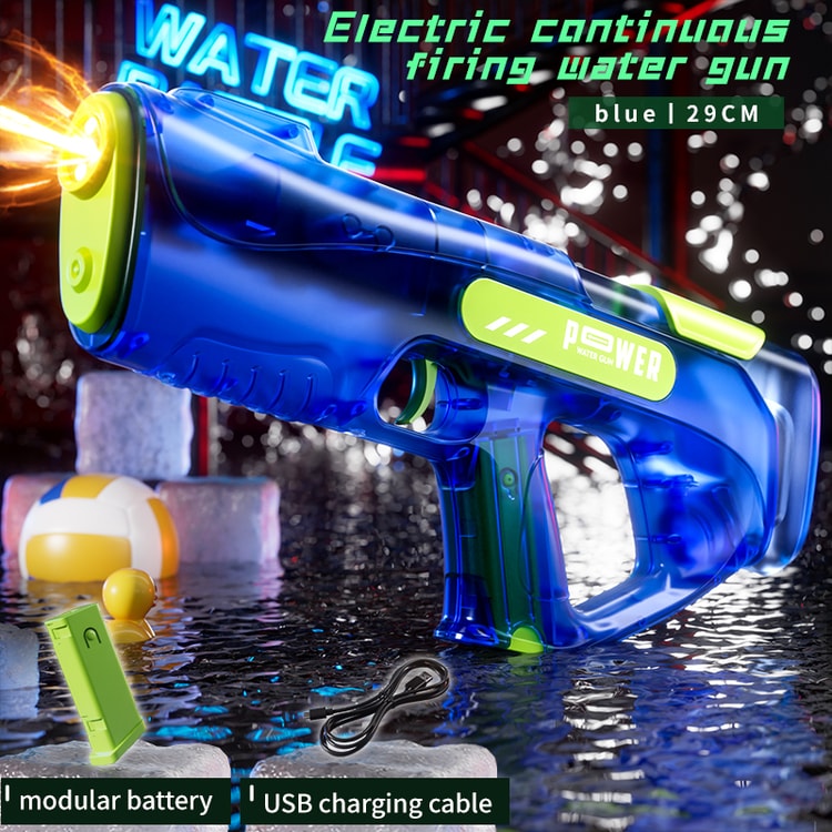 Electric Water Gun with LED Lights Rechargeable Automatic Water Blaster for Kids Summer Pool Toys