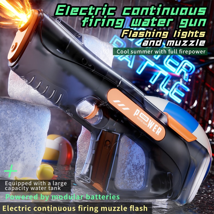 Electric Water Gun with LED Lights Rechargeable Automatic Water Blaster for Kids Summer Pool Toys