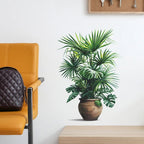 Green Plant Wall Decor Sticker for Home Living Room Bedroom Self Adhesive Potted Leaf Design